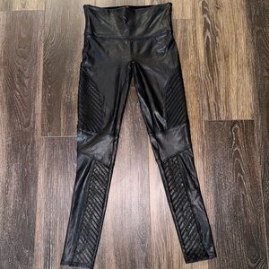 SPANX Faux Leather Moto Leggings. Size medium